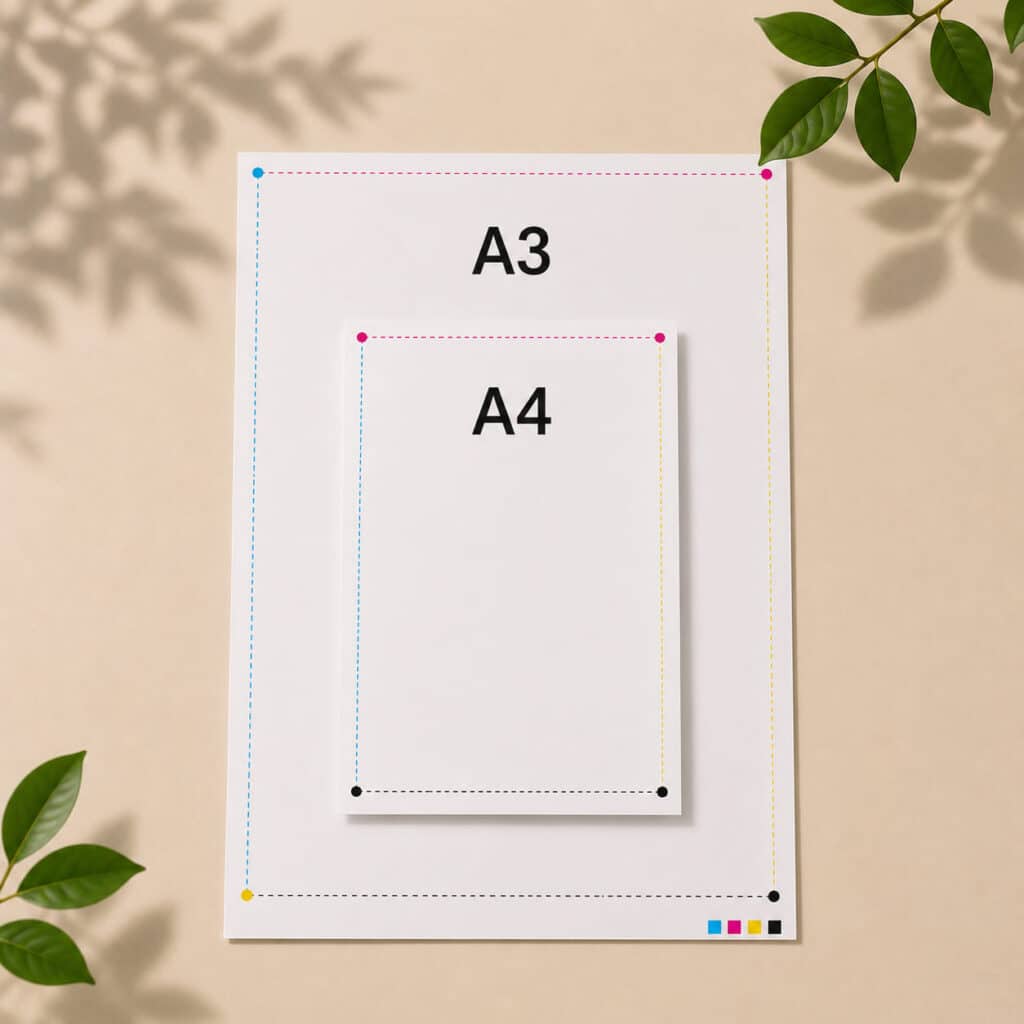 Comparaison format A3 et format A4 imprimés