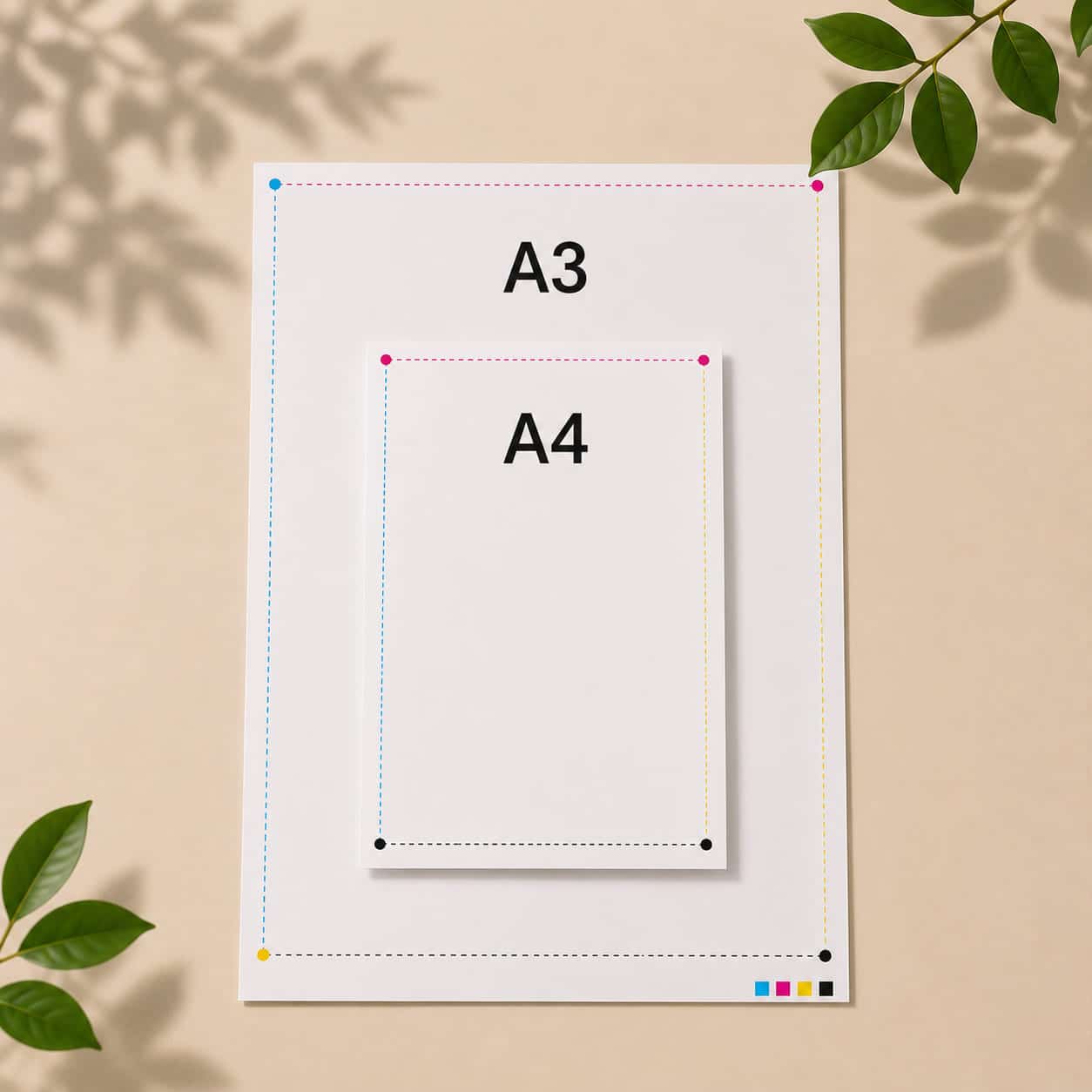 Comparaison format A3 et format A4 imprimés