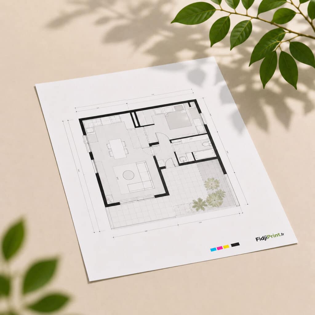 Impression A3 de plan architectural haute qualité