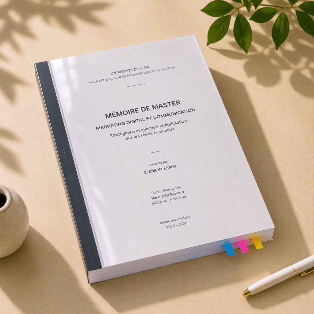 Mémoire relié avec couverture transparente